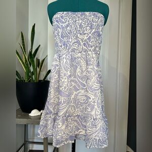 Express Paisley strapless Mini Dress purpleWhite Womens large